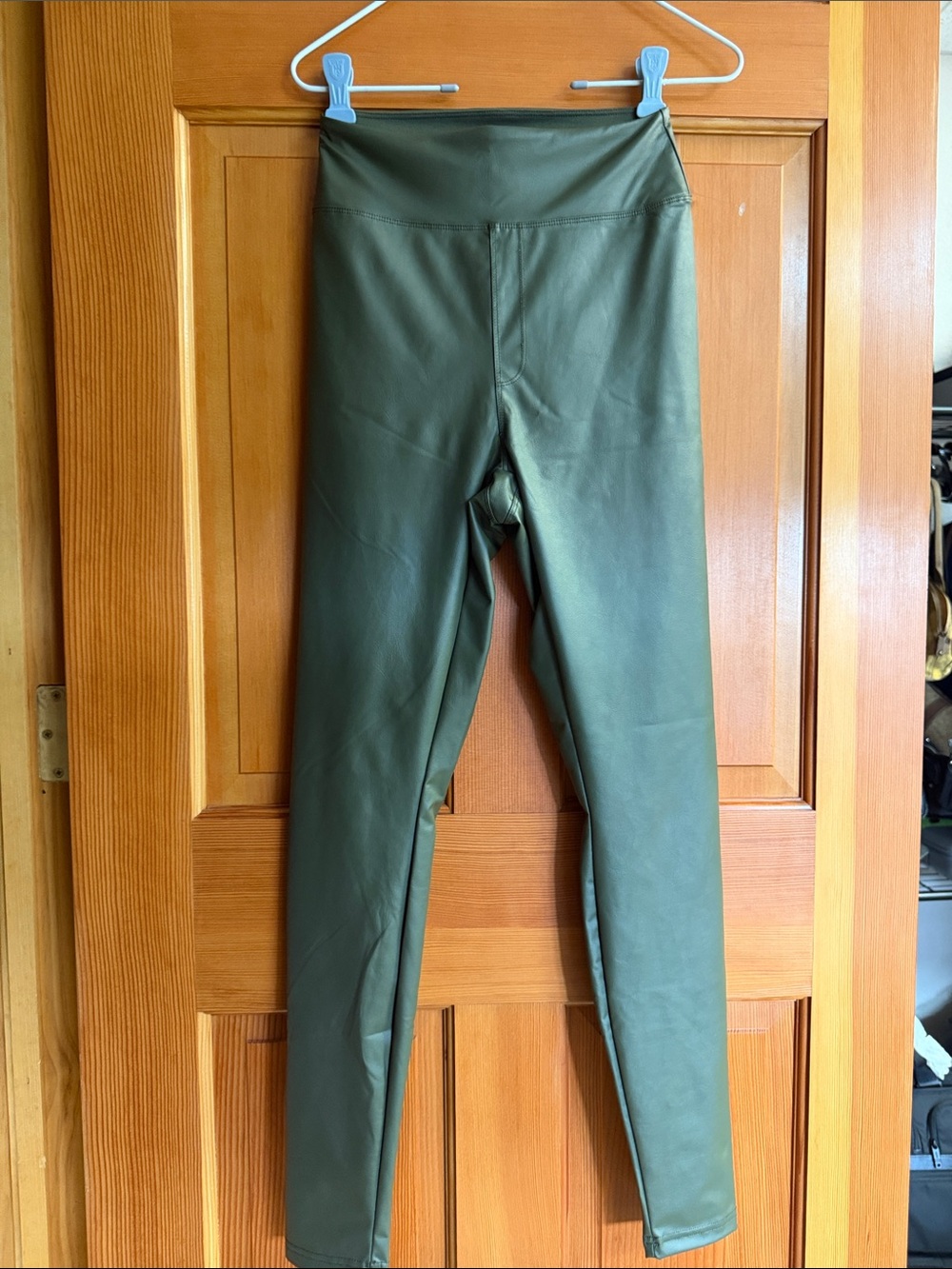 High-Waist Olive Faux Leather Leggings
